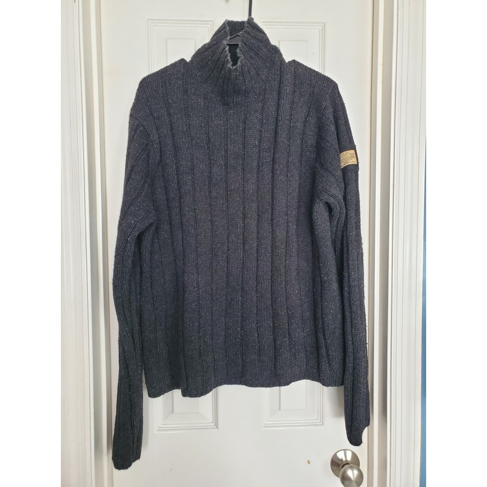 Abercrombie & Fitch Sweater Charcoal Gray Ribbed Wool Blend Mock Neck Vintage XL